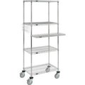 Global Equipment Nexel     4-Shelf Mobile Wire Computer Workstation w/ Cantilever Tray, 30"W x 18"D x 79"H, Chrome 695437